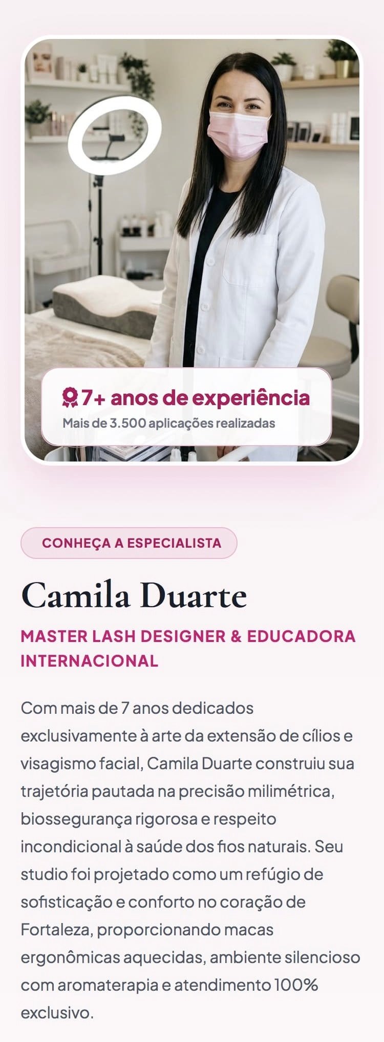 Print do modelo Camila Duarte Lash Studio ao vivo